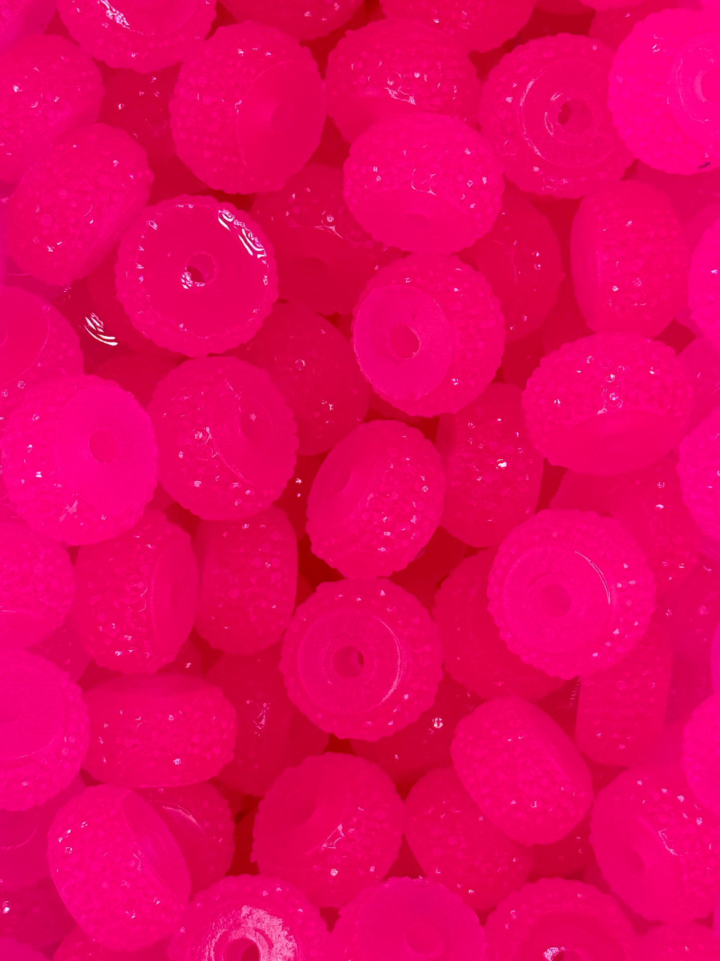 Resin Rhinestone Spacer 12mm ~ Glow Fuchsia