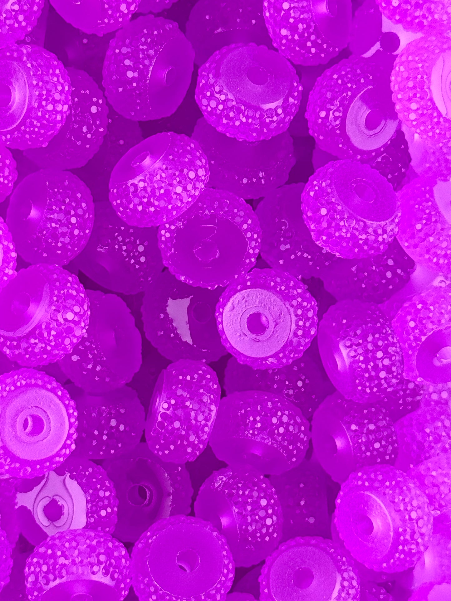 Resin Rhinestone Spacer 12mm ~ Glow Purple