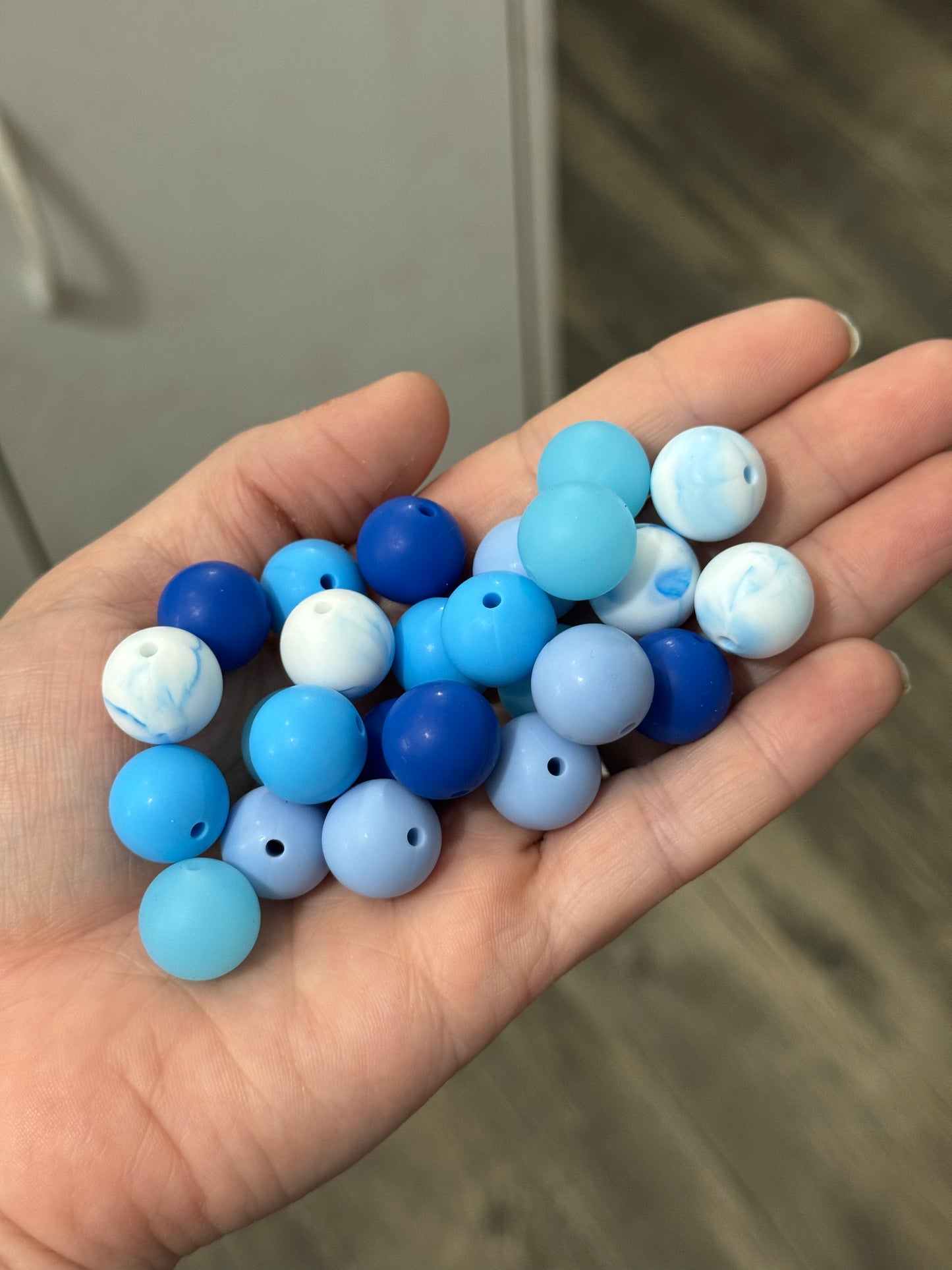 Shades of Blue 15mm Silicone Bead Mix (25ct)