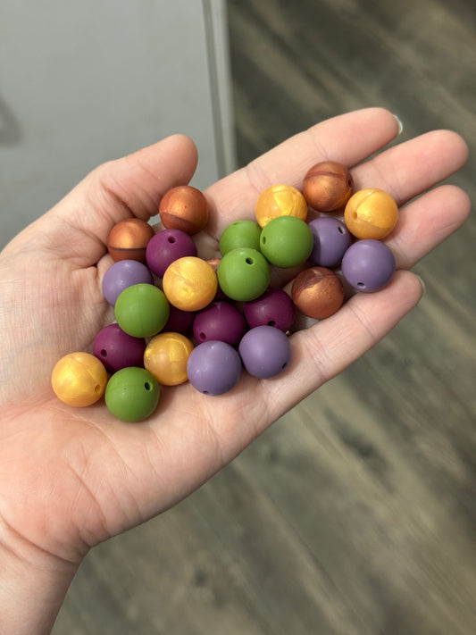 Autumn Rich 15mm Silicone Bead Mix (25ct)