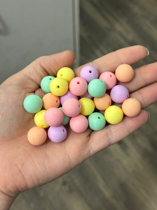 Pastels 15mm Silicone Bead Mix (25ct)