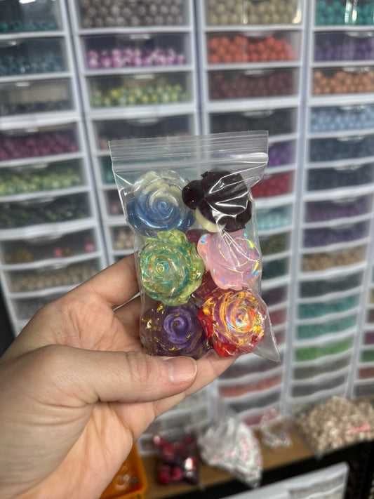 Acrylic Flatback 3D Flower Mix Pack (7ct)