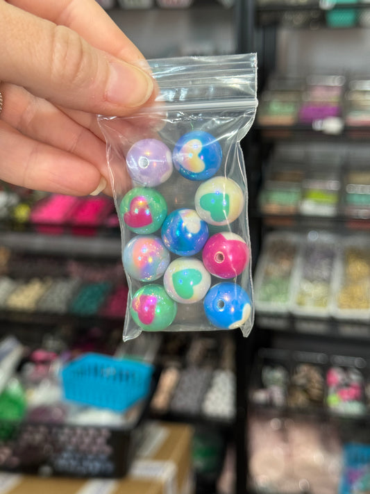 Acrylic Opal Heart 16mm Mix Pack (10ct)