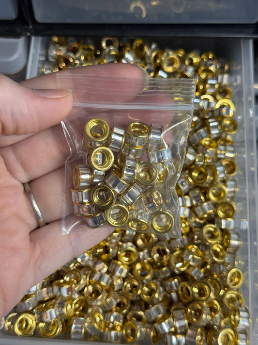 Gold Bag 10mm Large Hole Rhinestone Spacers = about 31 spacers