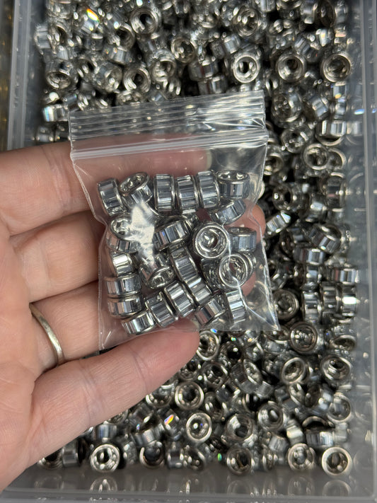 Silver Bag 10mm Large Hole Rhinestone Spacers = about 31 spacers