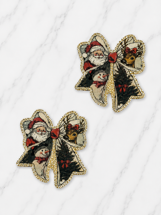 Glitter Acrylic Flatback ~ 225 ~ Classic Christmas Bow