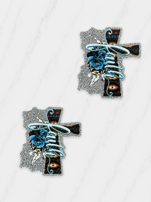 Glitter Acrylic Flatback ~ 219 ~ Faith Cross