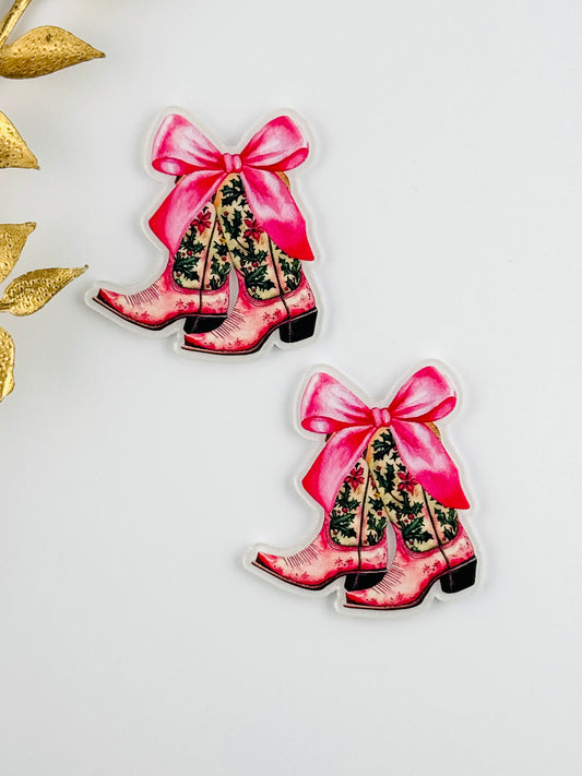Glitter Acrylic Flatback ~ 226 ~ Boot Scootin Christmas