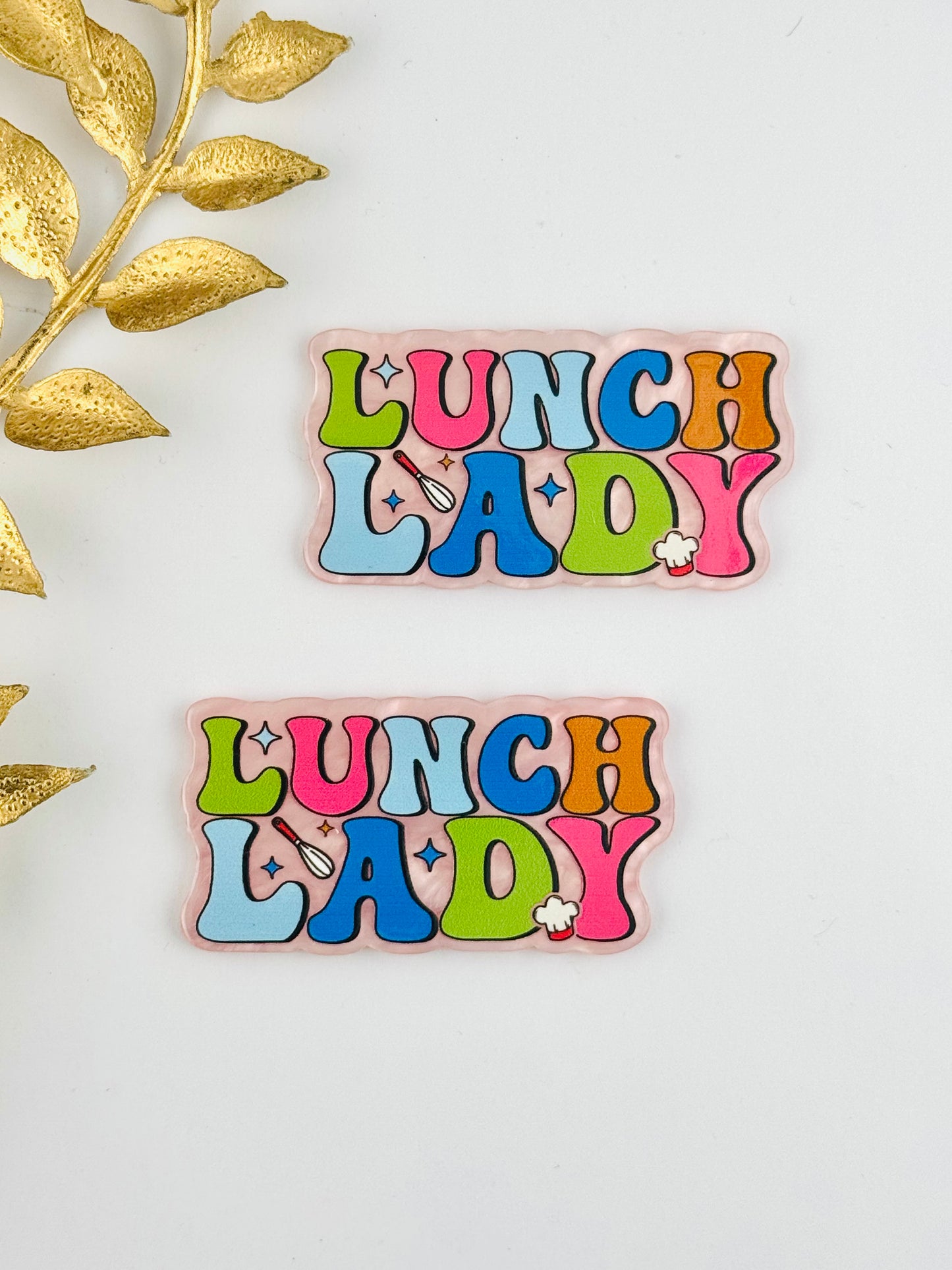 Glitter Acrylic Flatback ~ 1012T ~ Lunch Lady