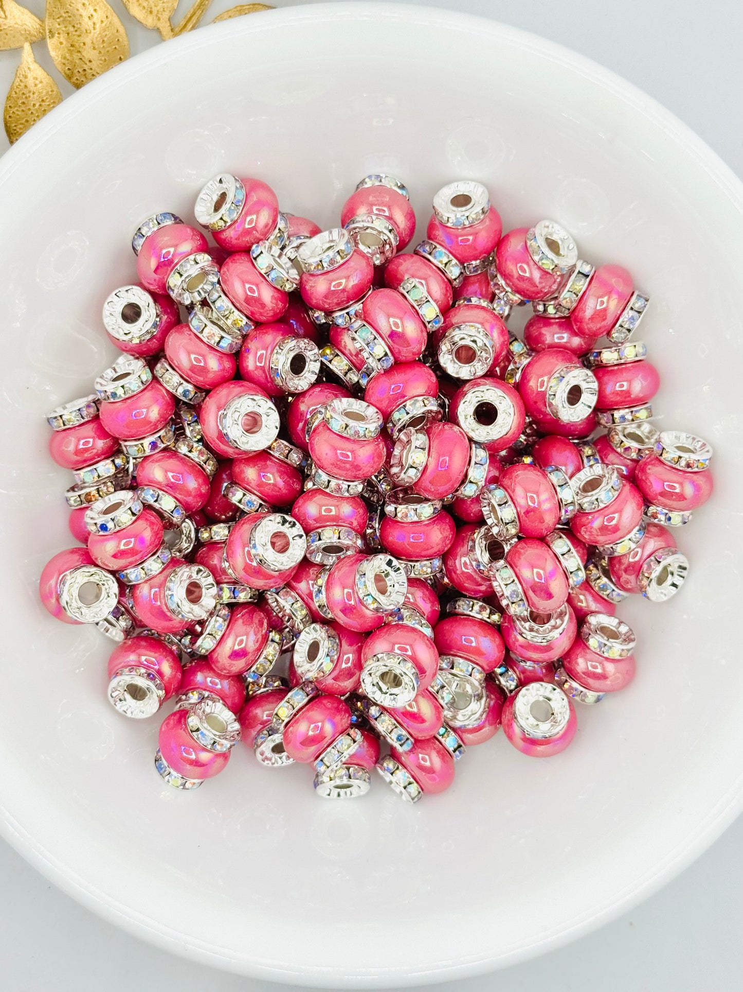 Opal 14mm Abacus Iridescent Spacers (Large Hole)