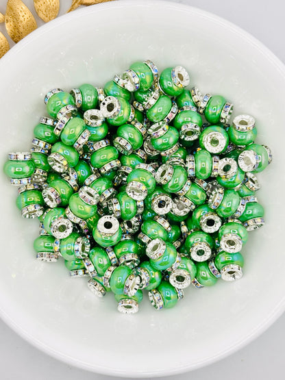 Opal 14mm Abacus Iridescent Spacers (Large Hole)