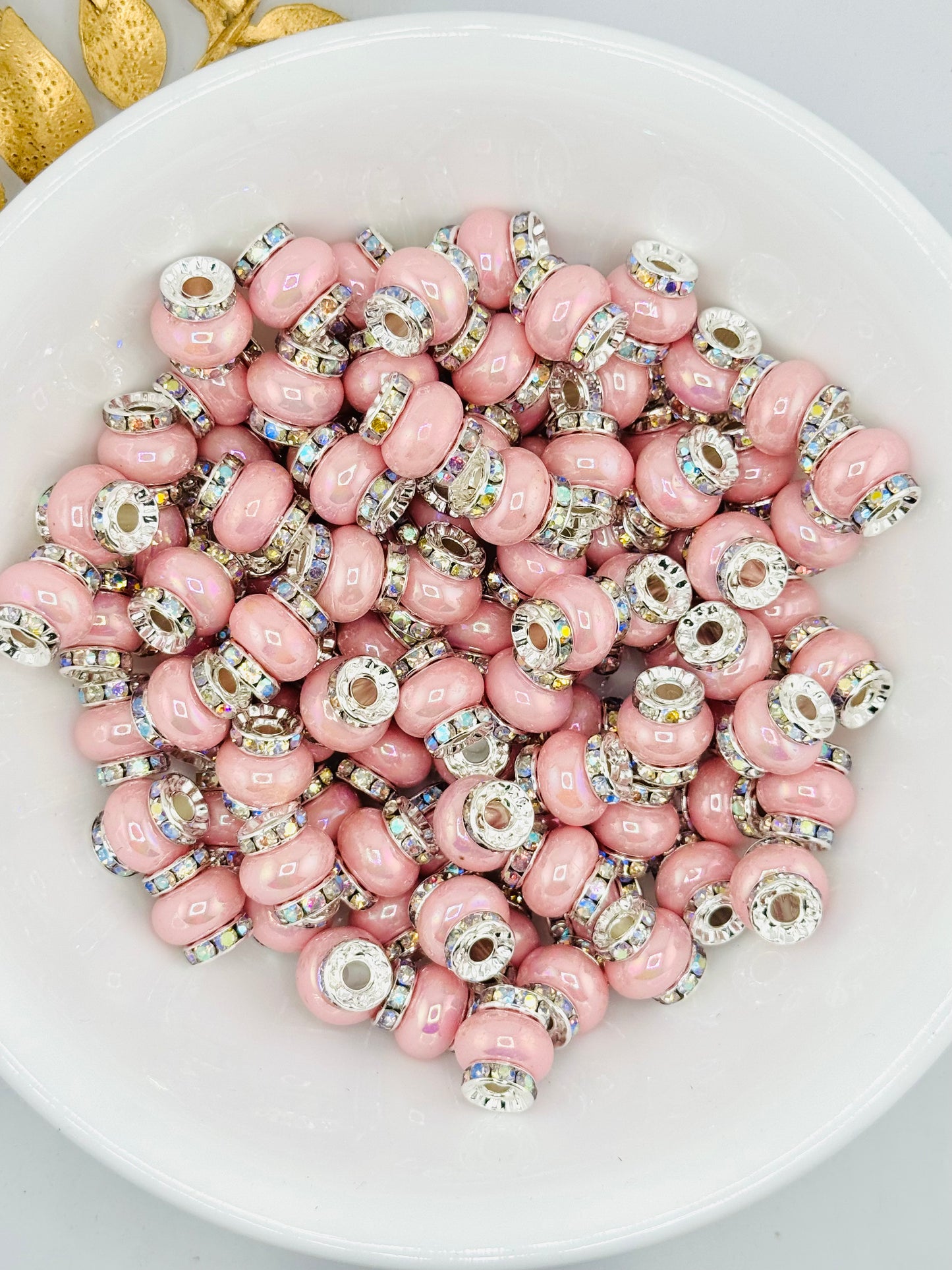 Opal 14mm Abacus Iridescent Spacers (Large Hole)