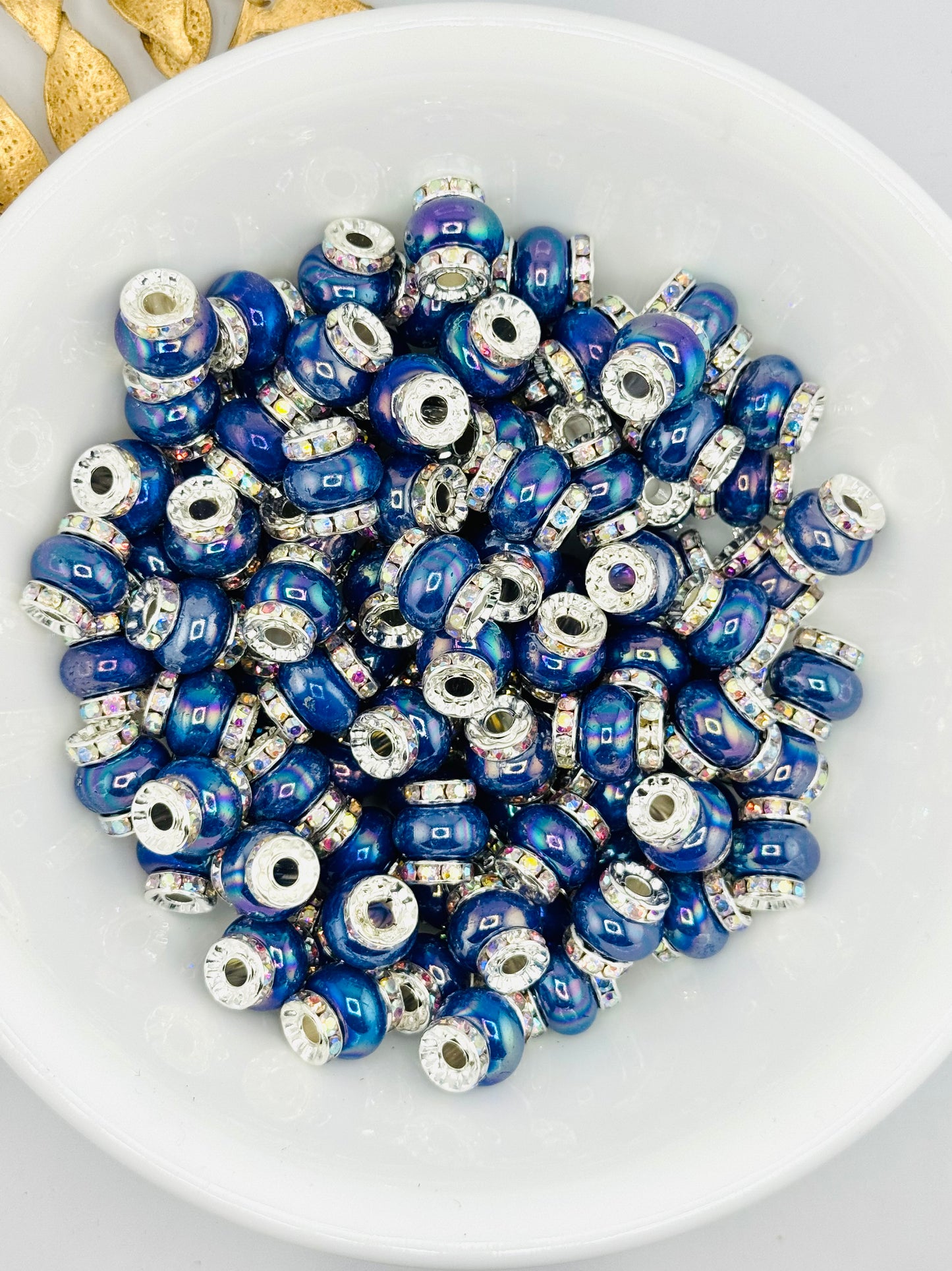 Opal 14mm Abacus Iridescent Spacers (Large Hole)