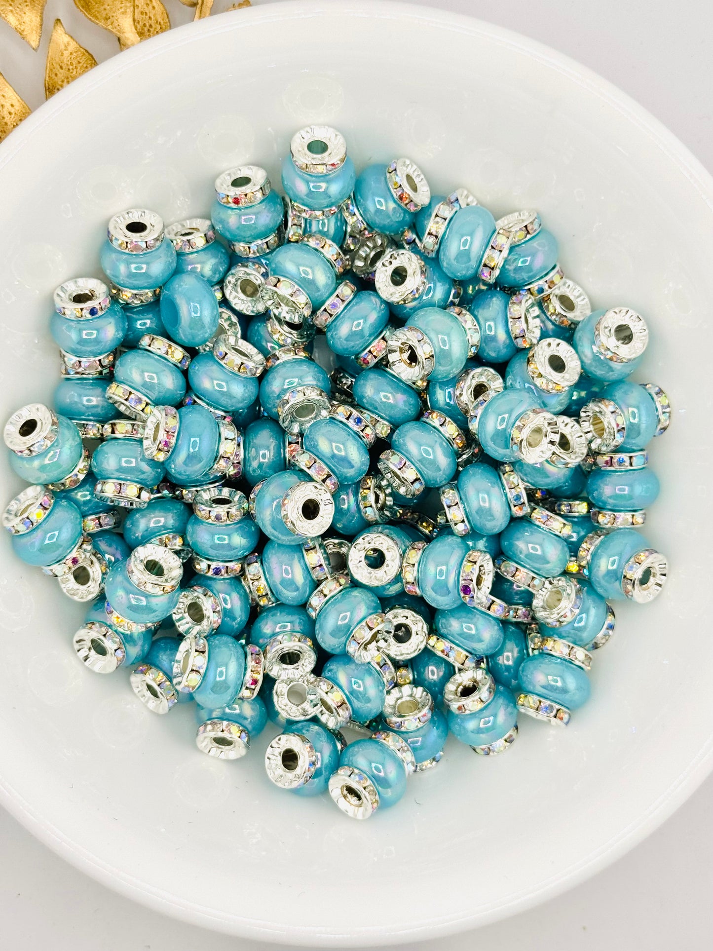 Opal 14mm Abacus Iridescent Spacers (Large Hole)