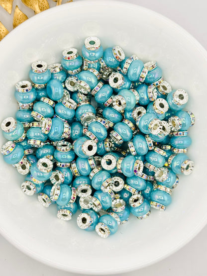 Opal 14mm Abacus Iridescent Spacers (Large Hole)