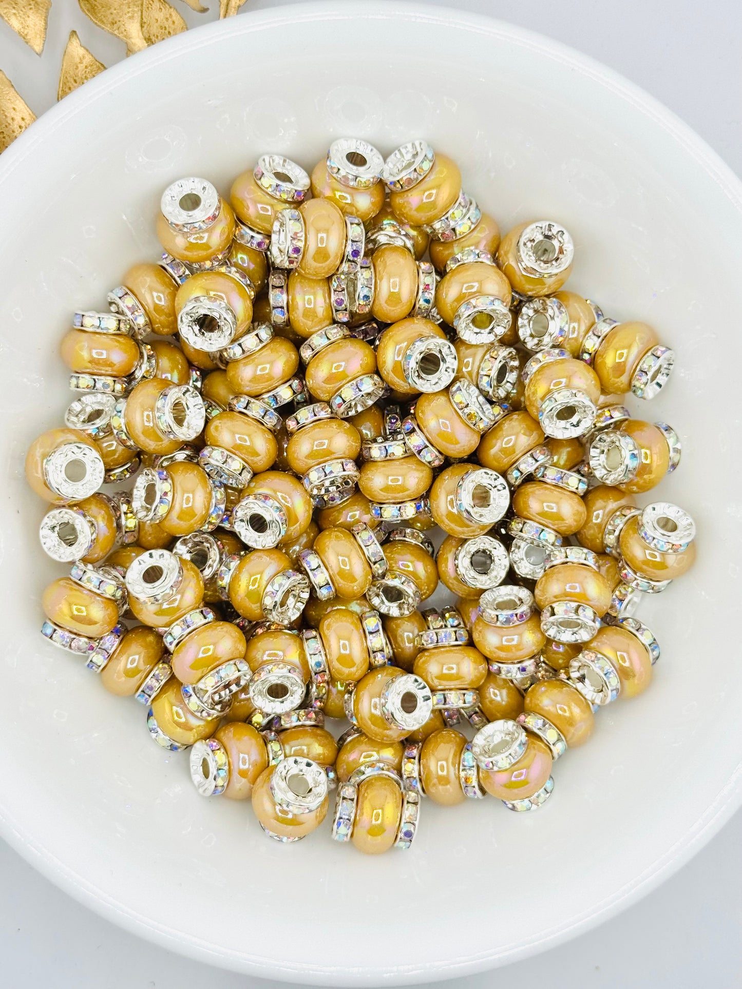 Opal 14mm Abacus Iridescent Spacers (Large Hole)