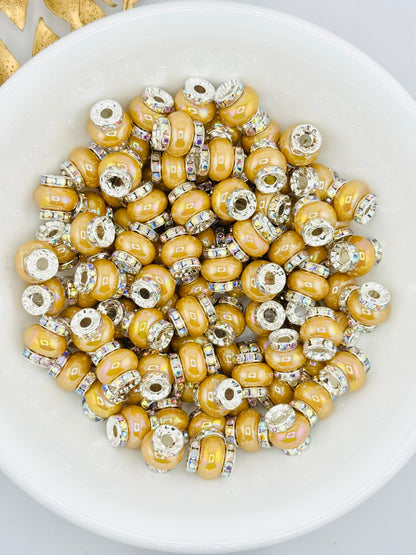 Opal 14mm Abacus Iridescent Spacers (Large Hole)