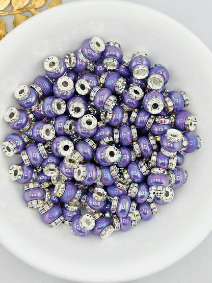 Opal 14mm Abacus Iridescent Spacers (Large Hole)