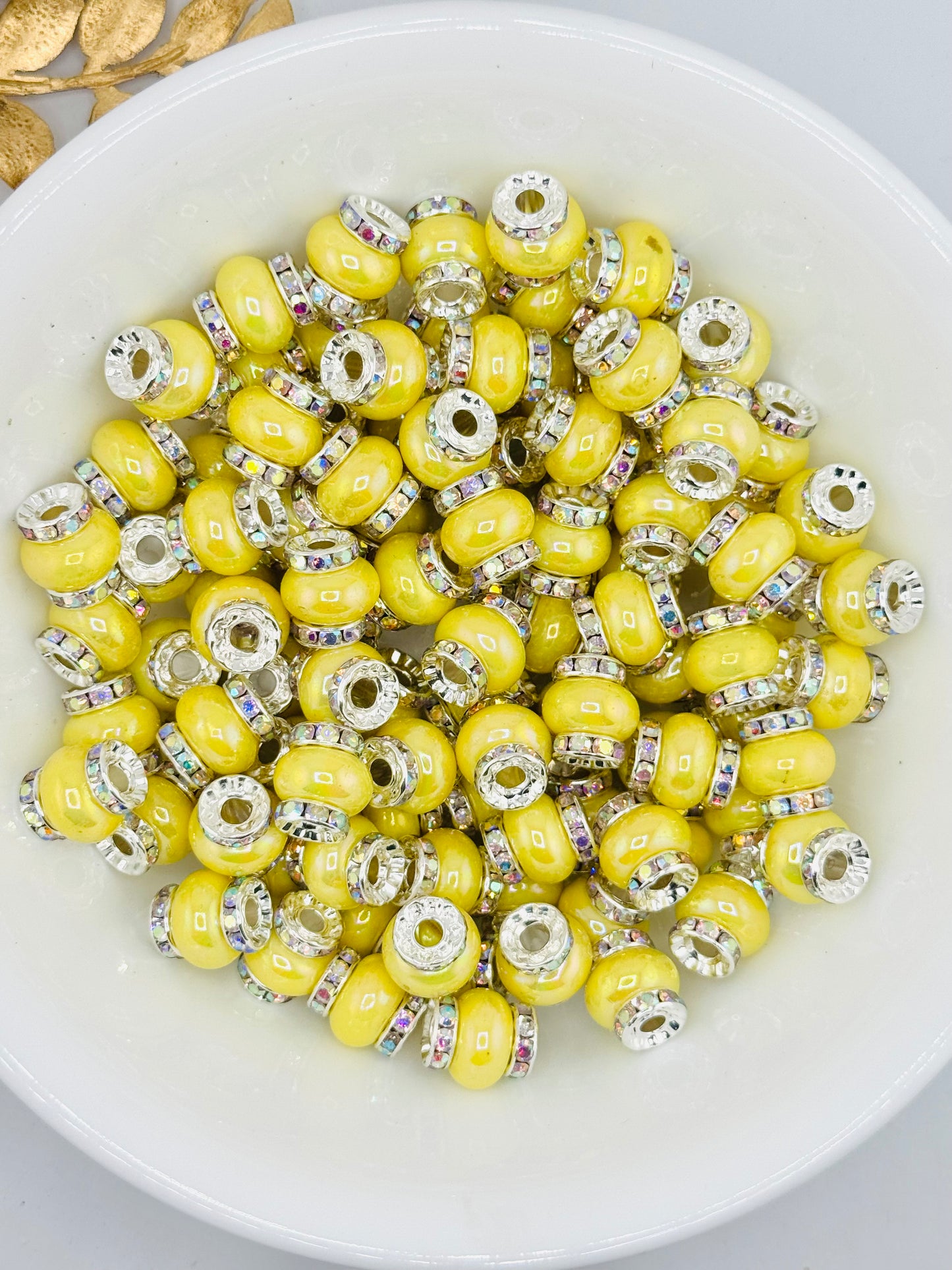 Opal 14mm Abacus Iridescent Spacers (Large Hole)