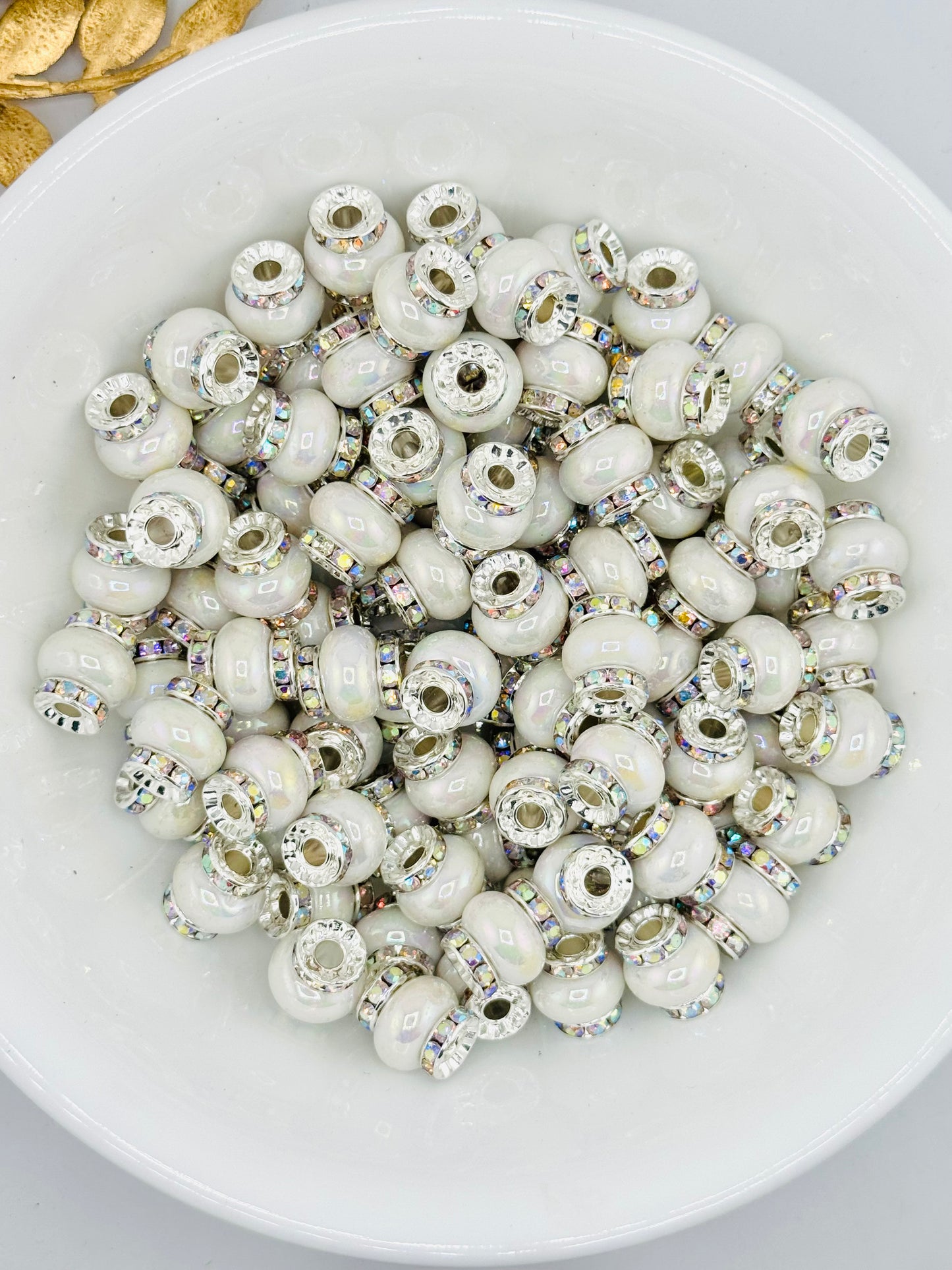 Opal 14mm Abacus Iridescent Spacers (Large Hole)