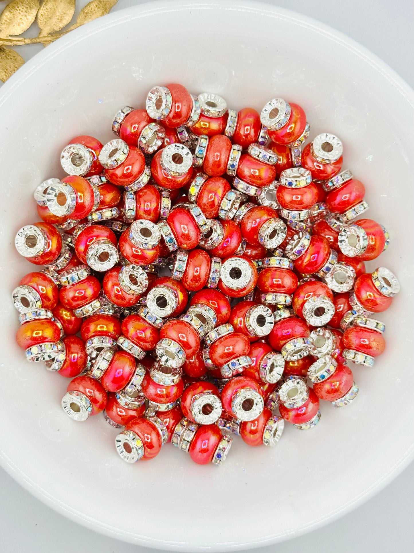 Opal 14mm Abacus Iridescent Spacers (Large Hole)