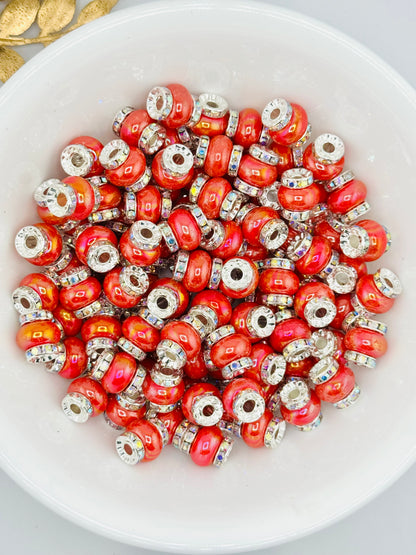 Opal 14mm Abacus Iridescent Spacers (Large Hole)