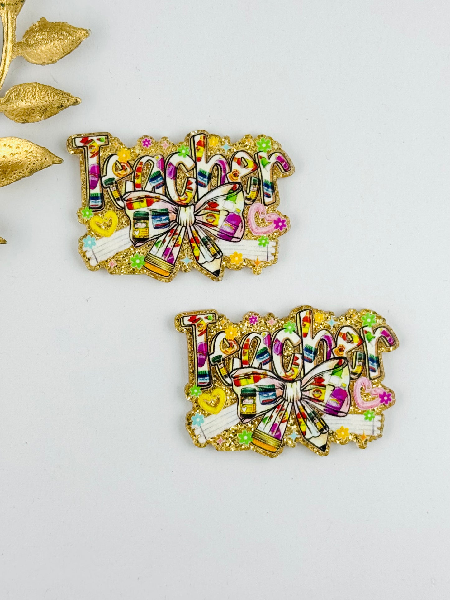 Glitter Acrylic Flatback ~ 1001T ~ Teacher