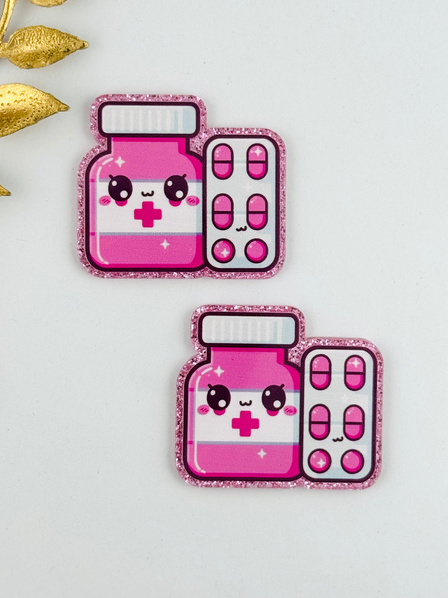 Glitter Acrylic Flatback ~ 1021N ~ Pills