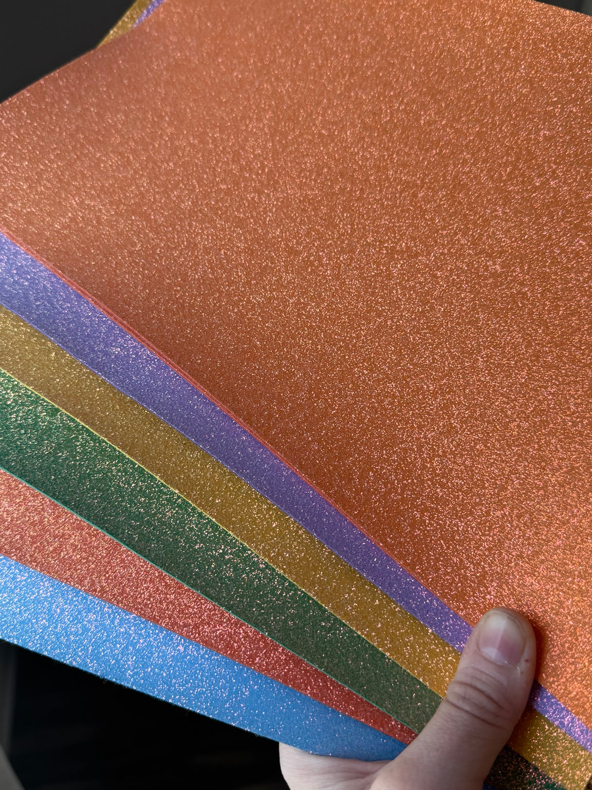 Smooth fine glitter foam-felt sheets in six colors