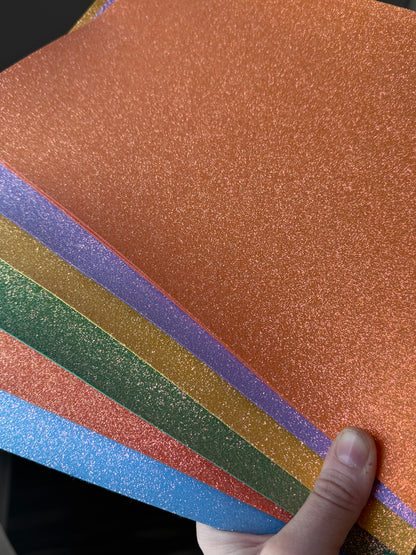 Smooth fine glitter foam-felt sheets in six colors