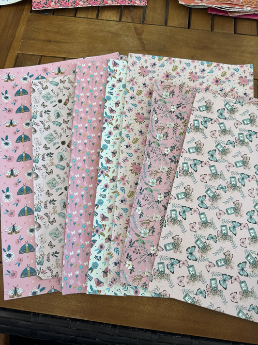 Flutter and Bloom faux leather bundle with pastel butterflies, moths, florals and botanical bottles