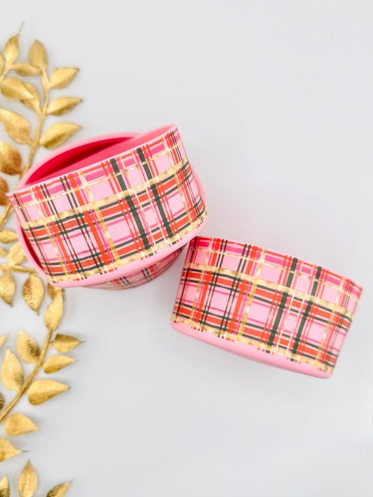 Pink Candy Cane Plaid Tumbler Boot