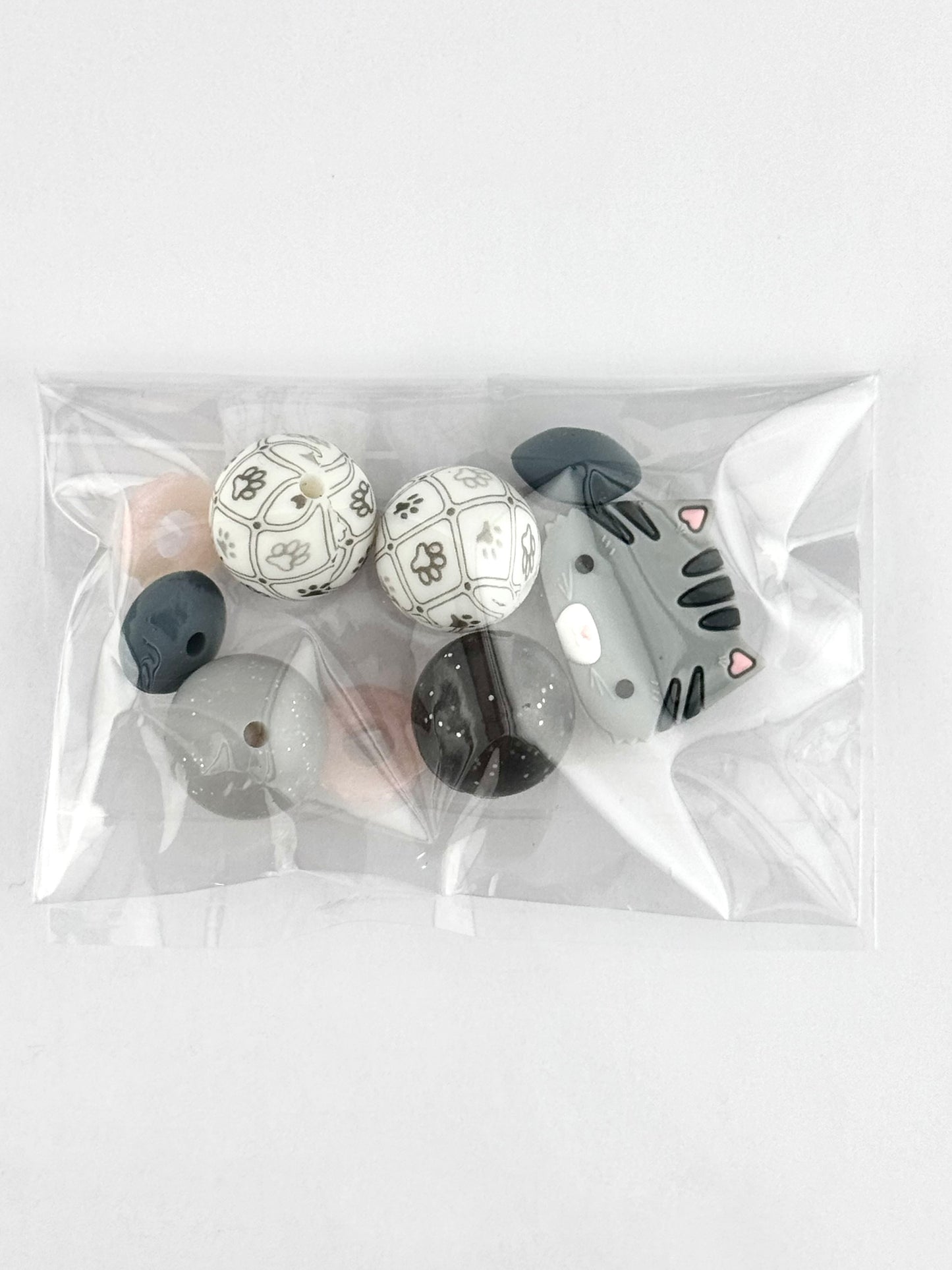 Bead Bag - Gray Kitty