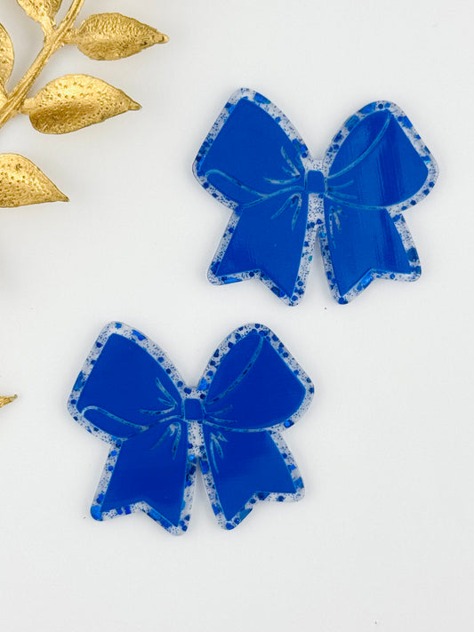 Glitter Acrylic Flatback ~ 163 ~ Blue Solid Bow
