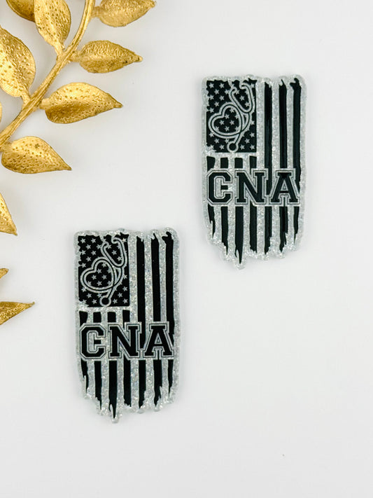 Glitter Acrylic Flatback ~ 1086N ~ Flag CNA