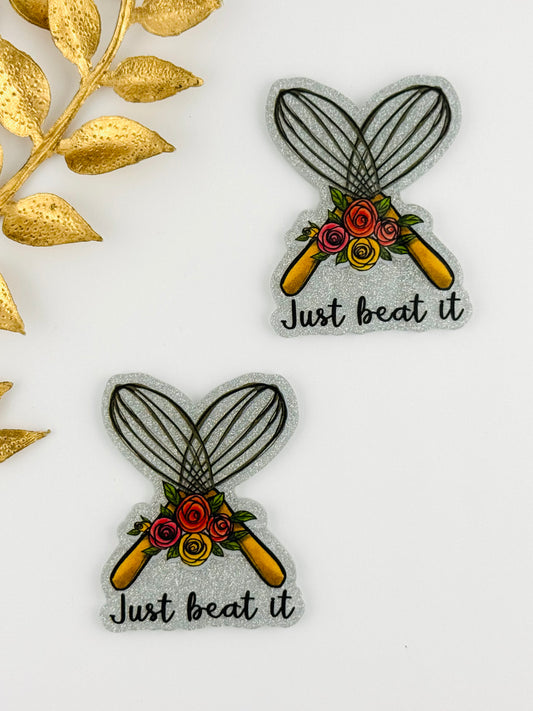 Glitter Acrylic Flatback ~ 166 ~ Just Beat It