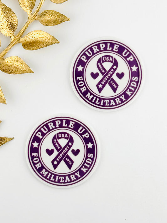 Glitter Acrylic Flatback ~ 271 ~ Purple Up For Military Kids