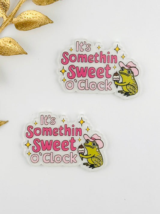 Glitter Acrylic Flatback ~ 171 ~ It’s Something Sweet O’clock