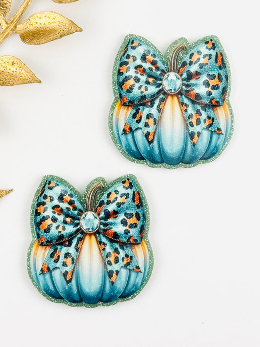Glitter Acrylic Flatback ~ 120 ~ Leopard Jeweled Pumpkin
