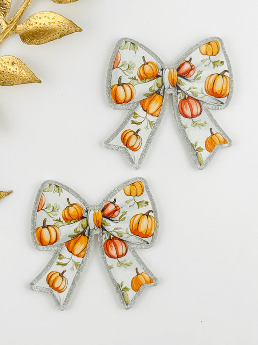 Glitter Acrylic Flatback ~ 232 ~ Pumpkin Bow