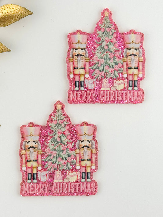 Glitter Acrylic Flatback ~ 285 ~ Merry Christmas Nutcrackers