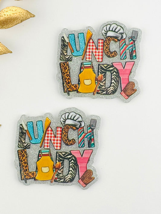 Glitter Acrylic Flatback ~ 1001T ~ Lunch Lady