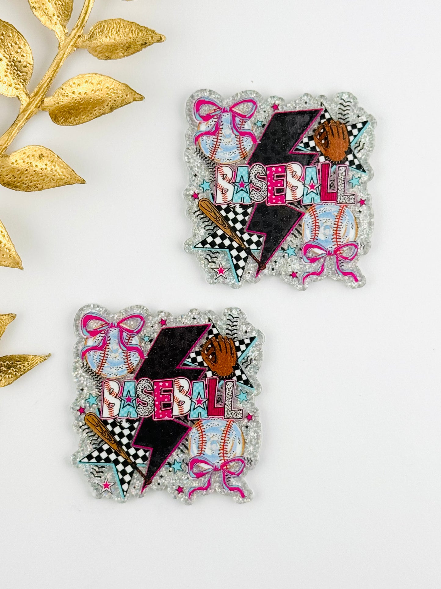 Glitter Acrylic Flatback ~ 112 ~ Baseball