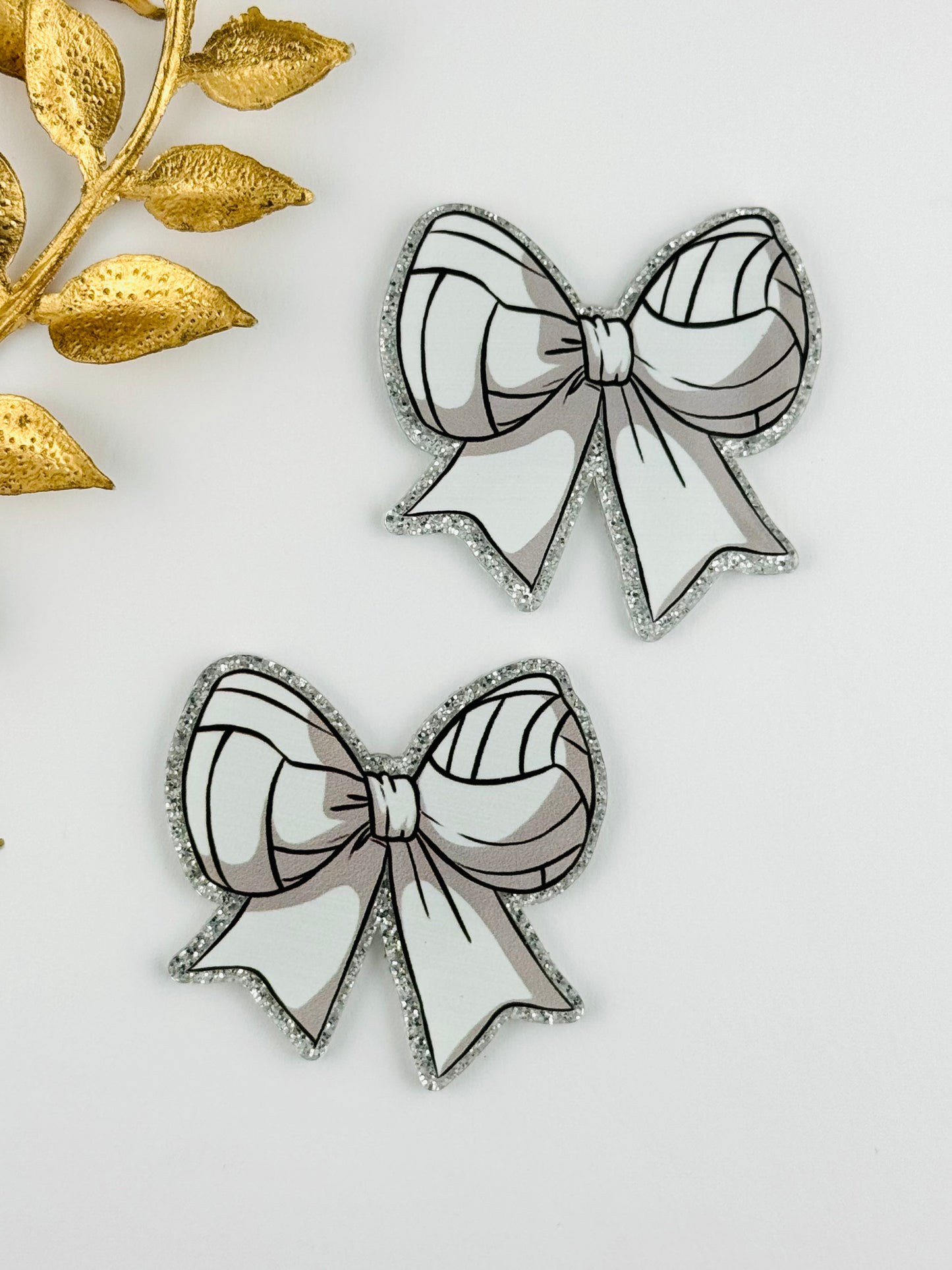 Glitter Acrylic Flatback ~ 105 ~ Volleyball Bow