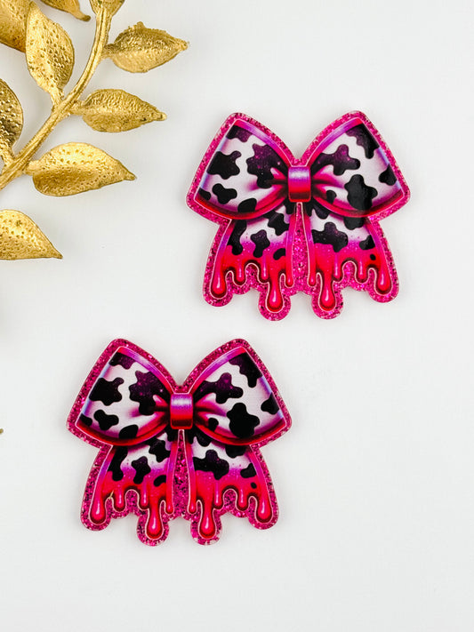 Glitter Acrylic Flatback ~ 106 ~ Melting Cow Bow