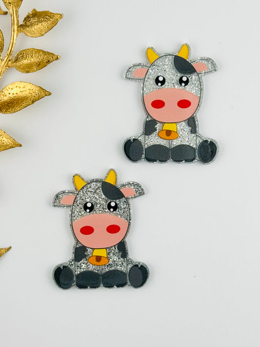 Glitter Acrylic Flatback ~ 215 ~ Cutesy Cow