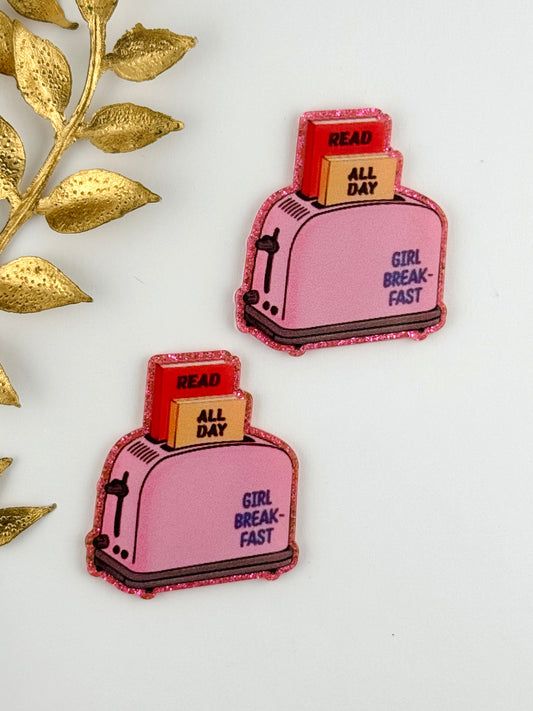 Glitter Acrylic Flatback ~ 136 ~ Read All Day