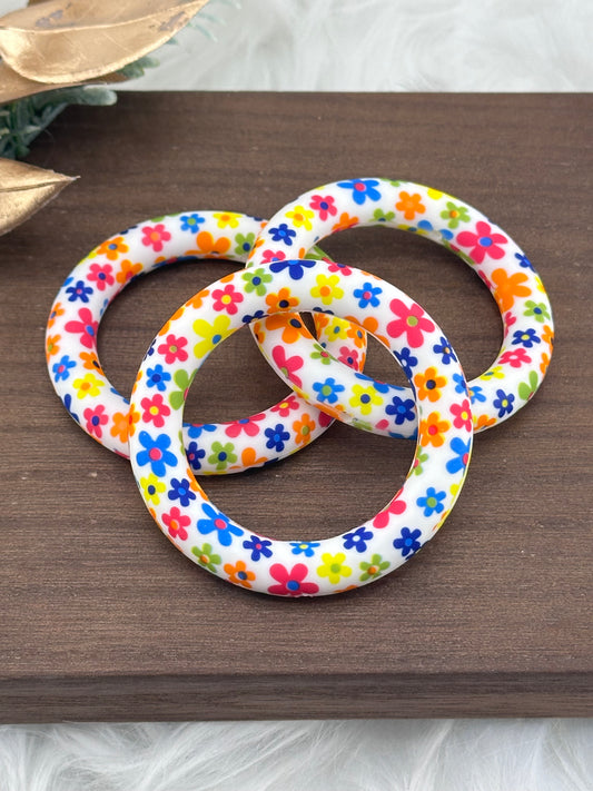 Printed Happy Daisy Silicone Ring 65mm