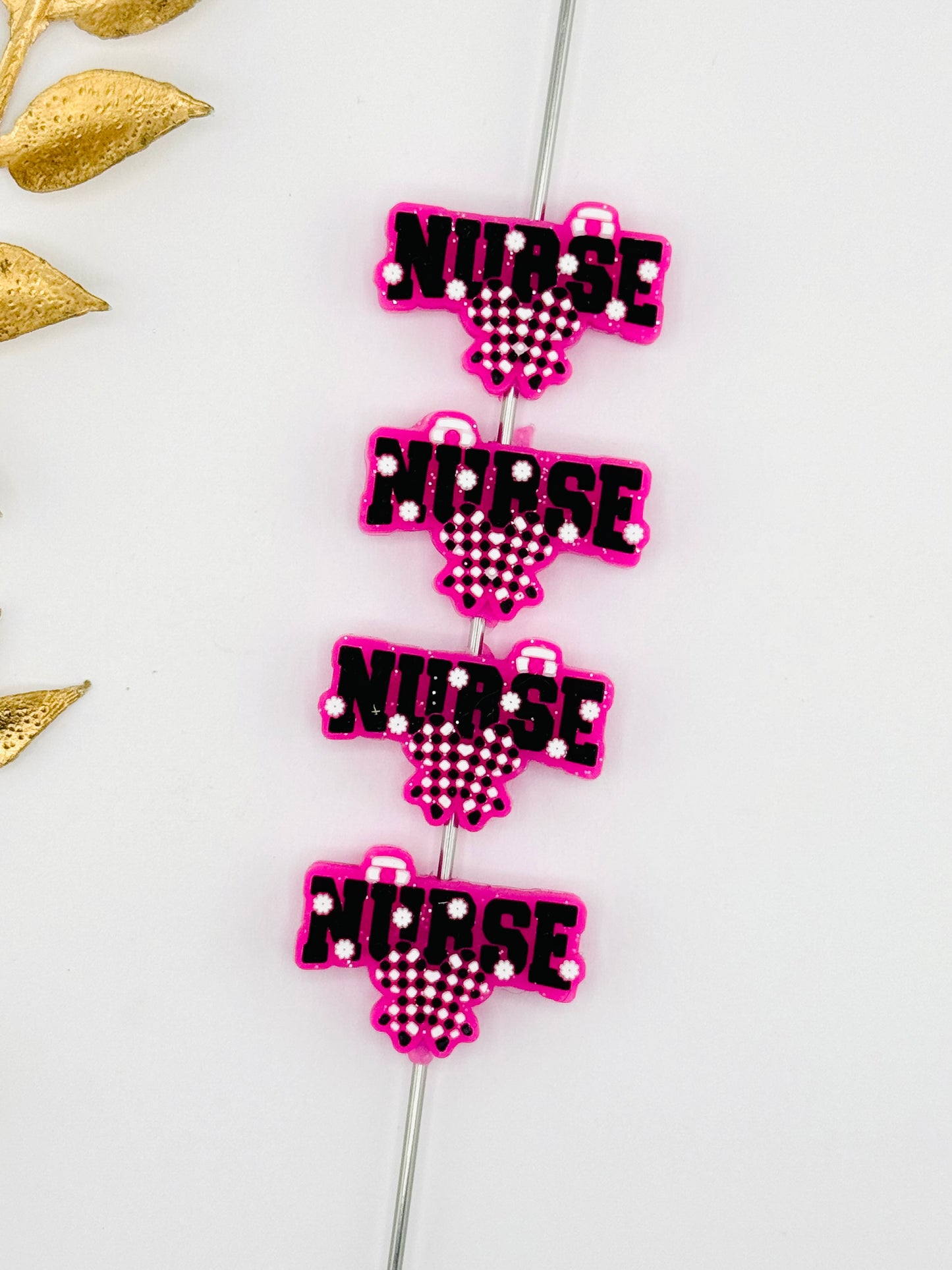 Checker Bow Glitter Nurse Focal