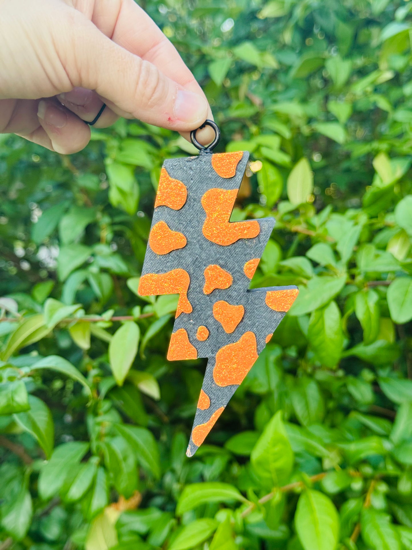 Painted Freshie - Orange Cow Lightening (Leather Scent)